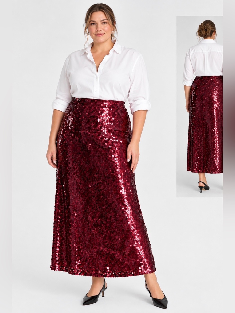 Vince Burgundy Sequin Maxi Skirt size XL